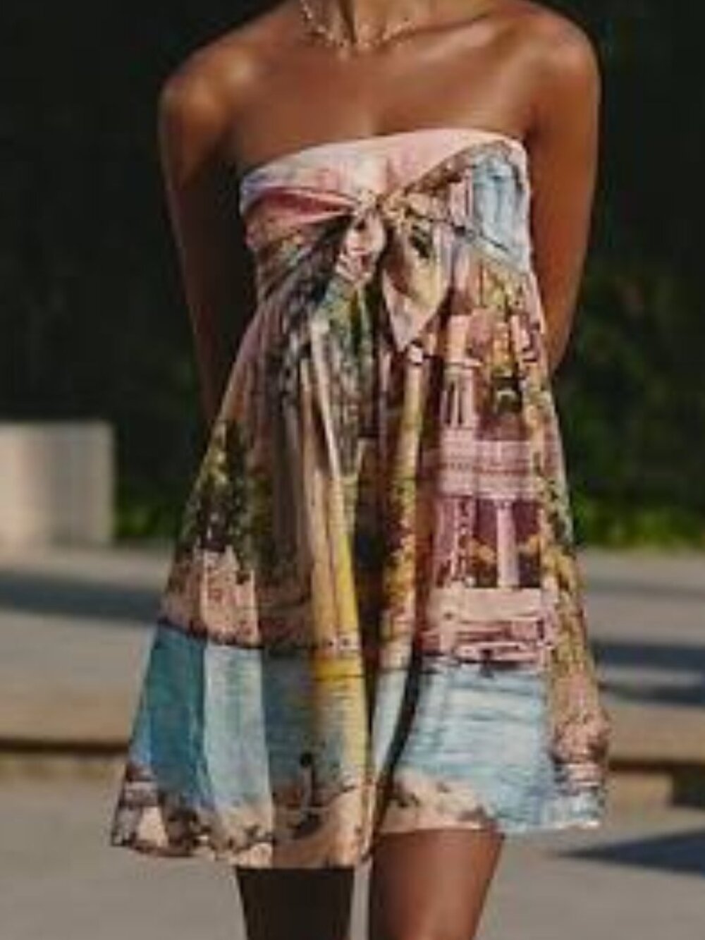 Anthropologie Celandine Italian Riviera Graphic Strapless  Mini Dress L NWT